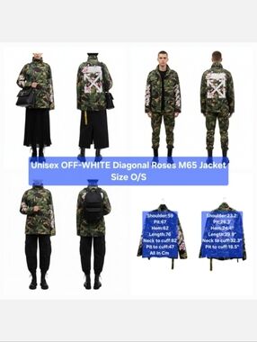 Unisex OFF-WHITE Diagonal Roses M65 Jacket Size One Size